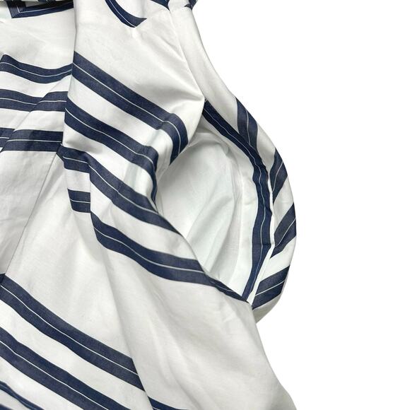 Hill House | Women | The Margot Navy Chevron Stripe Poplin Midi Dress | Sz Large - Picture 13 of 15